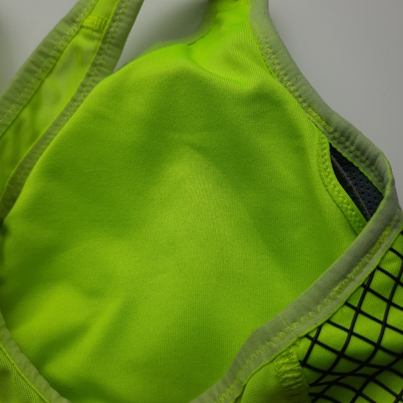 NIKE DRI FIT Neon Yellow Black Sports Bra S - Picture 5 of 9